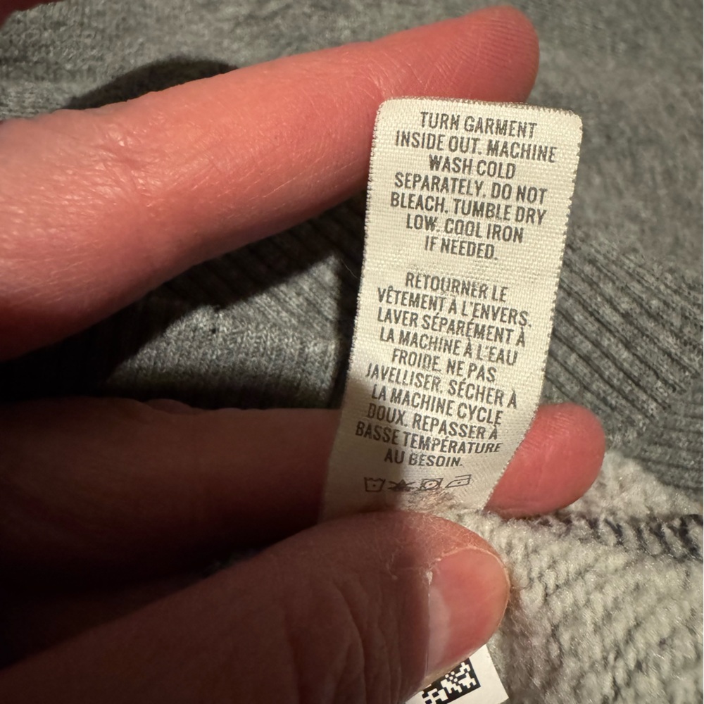 Aerie Gray Women’s Off the Shoulder Sweatshirt with Raw Edge Ties - Picture 5 of 6